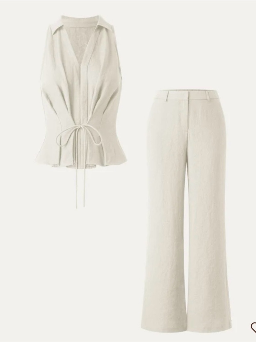 OGL Cream High-Waist Wide-Leg Pants